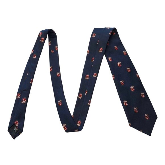 Robert Talbott for House of Logan Hand Sewn Blue Christmas Tie with Santa Claus - Picture 2 of 6